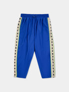 Pantaloni blu per bambino con bande laterali e logo,Bobo Choses,124AC105